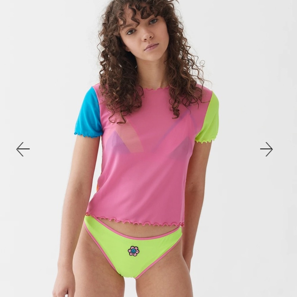 Lazy Oaf Fluro Colour Block Mesh Tee